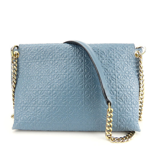LOEWE Shoulder Bag leather blue Women Used Authentic