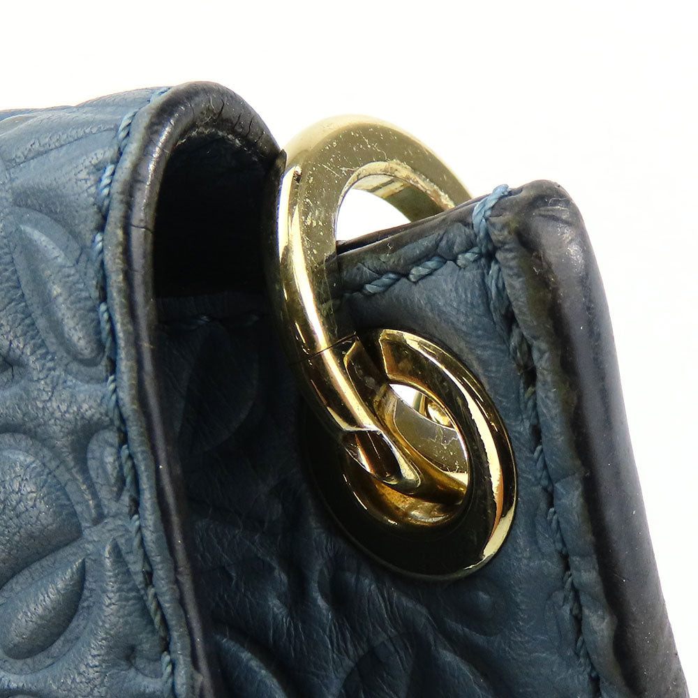 LOEWE Shoulder Bag leather blue Women Used Authentic