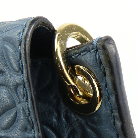 LOEWE Shoulder Bag leather blue Women Used Authentic