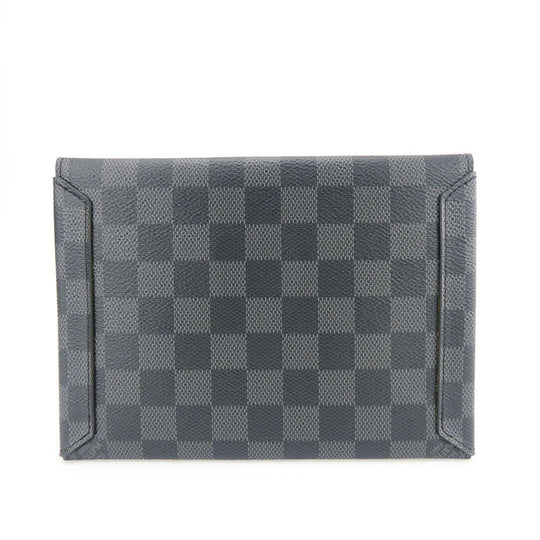 LOUIS VUITTON business bag N60255 Damier Grafitte black Alpha Triple Pouch mens(Unisex) Used Authentic