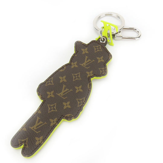 LOUIS VUITTON key ring MP2922 Leather, Monogram yellow Porto Cre LV Scarecrow unisex(Unisex) Used Authentic