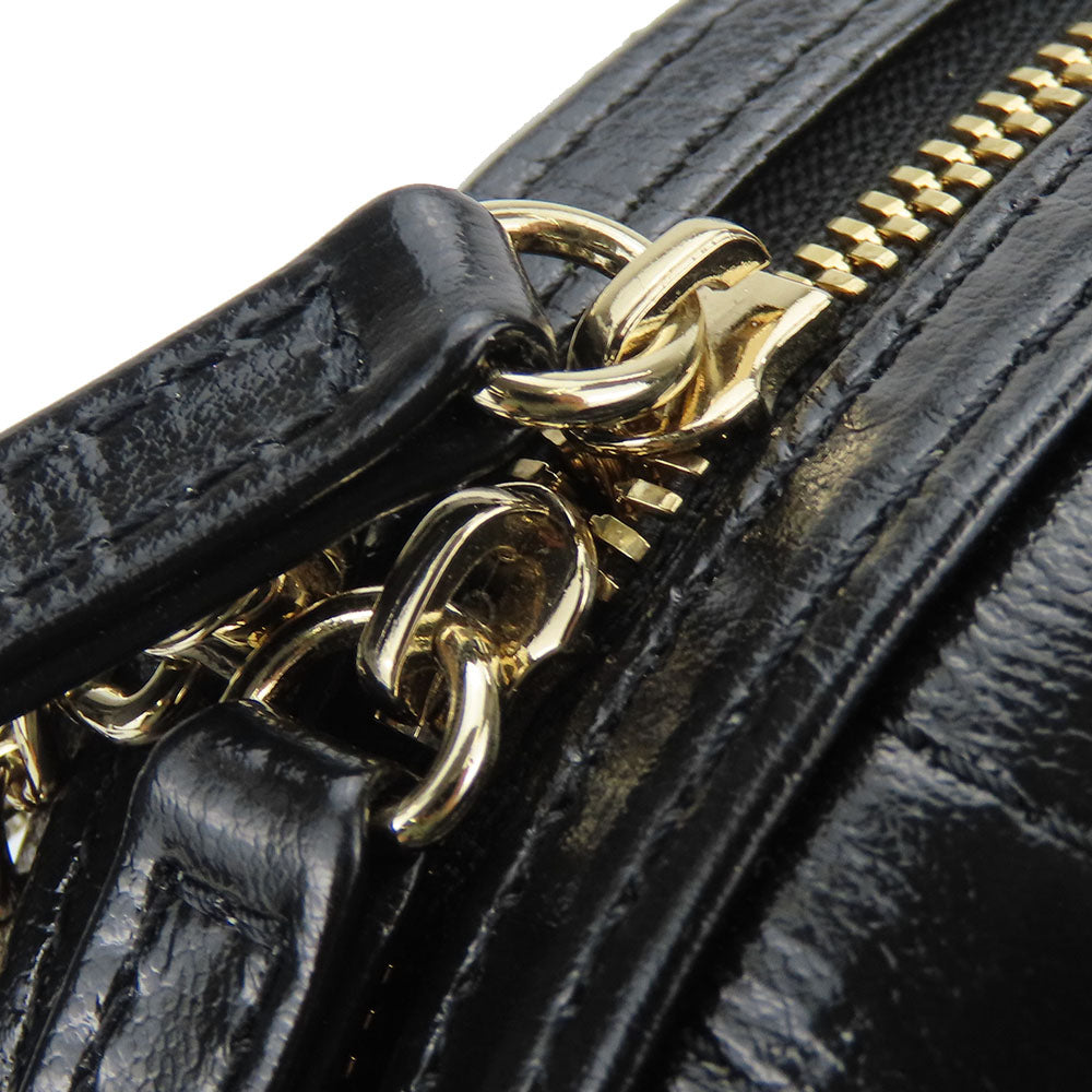 CHANEL Shoulder Bag leather black La Pauza Women Used Authentic