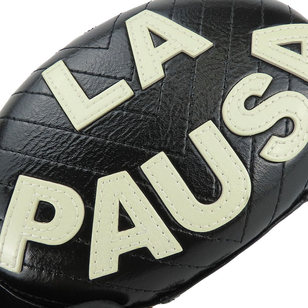 CHANEL Shoulder Bag leather black La Pauza Women Used Authentic