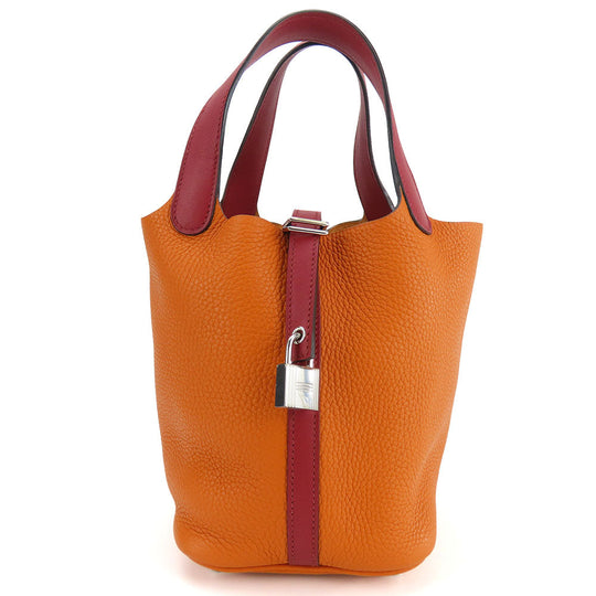HERMES Handbag Taurillon Clemence Rouge grena Picotin Rock 18 PM Women Used Authentic