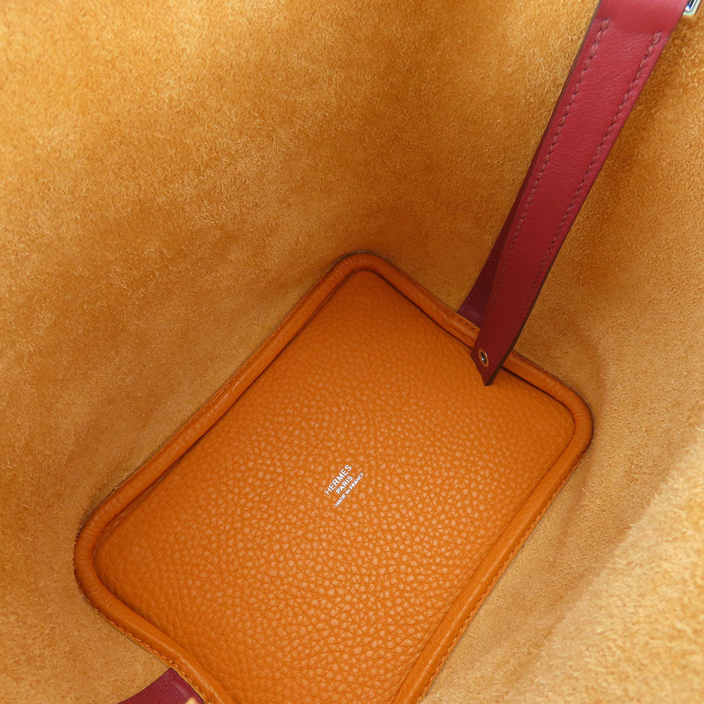 HERMES Handbag Taurillon Clemence Rouge grena Picotin Rock 18 PM Women Used Authentic
