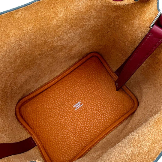 HERMES Handbag Taurillon Clemence Rouge grena Picotin Rock 18 PM Women Used Authentic
