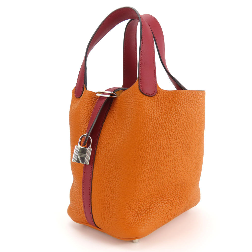HERMES Handbag Taurillon Clemence Rouge grena Picotin Rock 18 PM Women Used Authentic