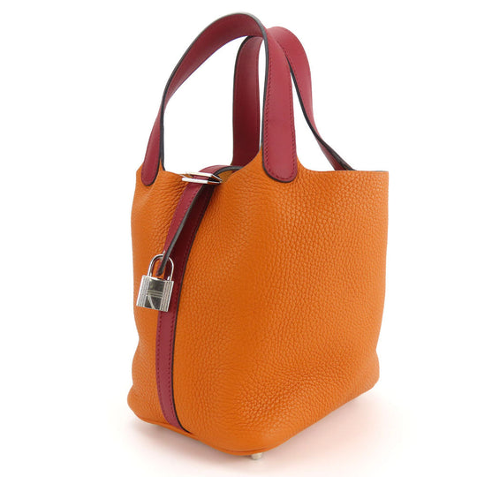 HERMES Handbag Taurillon Clemence Rouge grena Picotin Rock 18 PM Women Used Authentic
