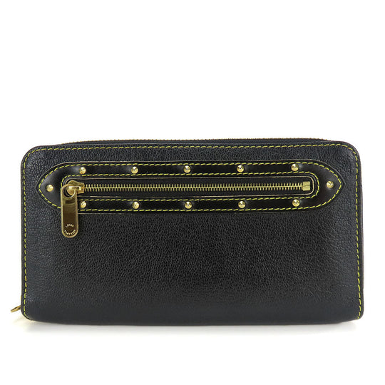 LOUIS VUITTON Long Wallet Purse M93029 leather black Suhari Zippy wallet Women Used Authentic