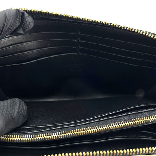 LOUIS VUITTON Long Wallet Purse M93029 leather black Suhari Zippy wallet Women Used Authentic