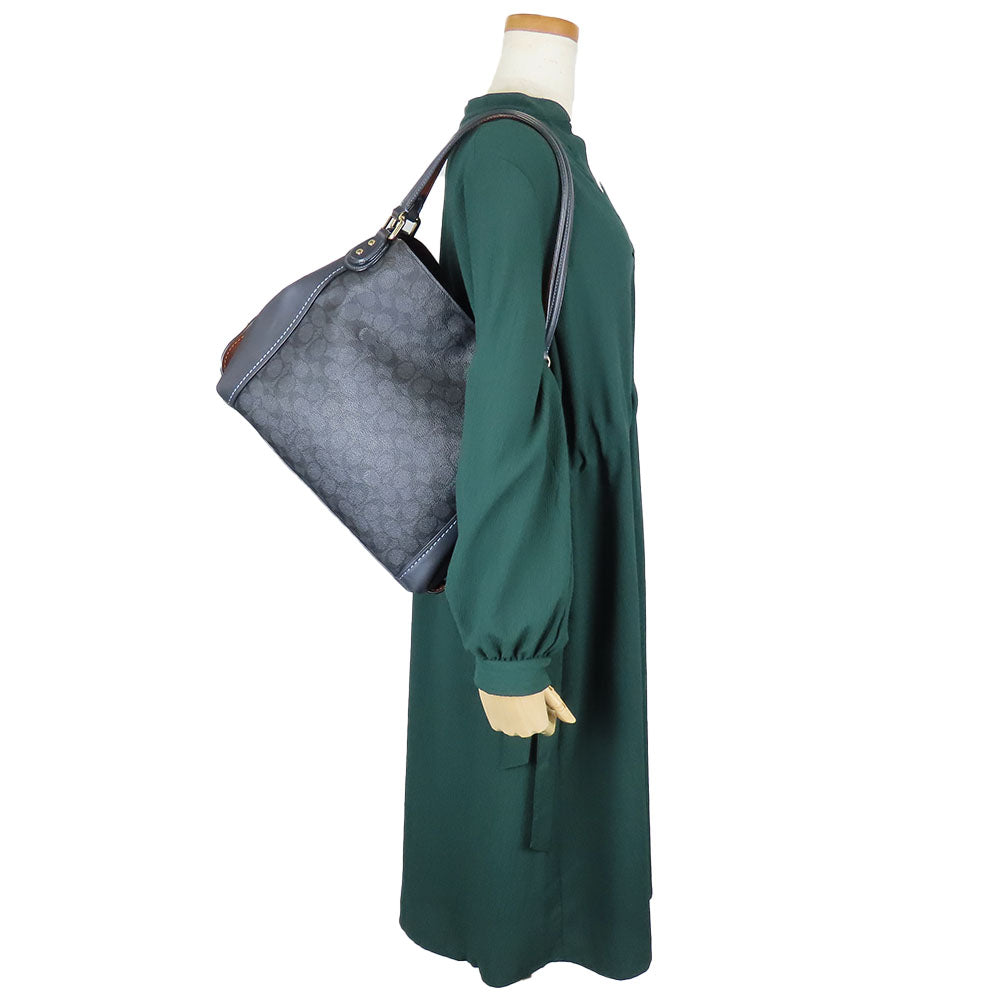 COACH Tote Bag 31698 Leather, PVC Brown Women Used Authentic