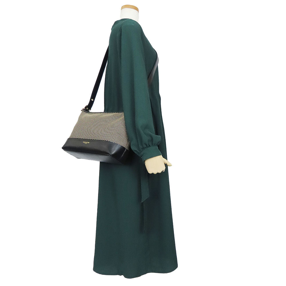 COACH Shoulder Bag F20937 Canvas, Leather beige Women Used Authentic