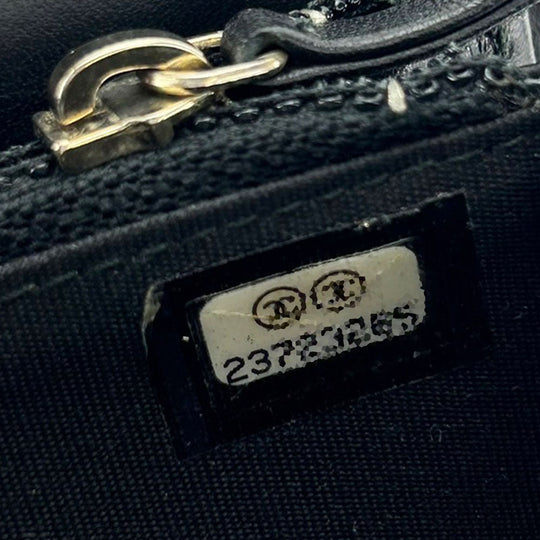CHANEL Coin case Caviar skin black Boy chanel Women Used Authentic