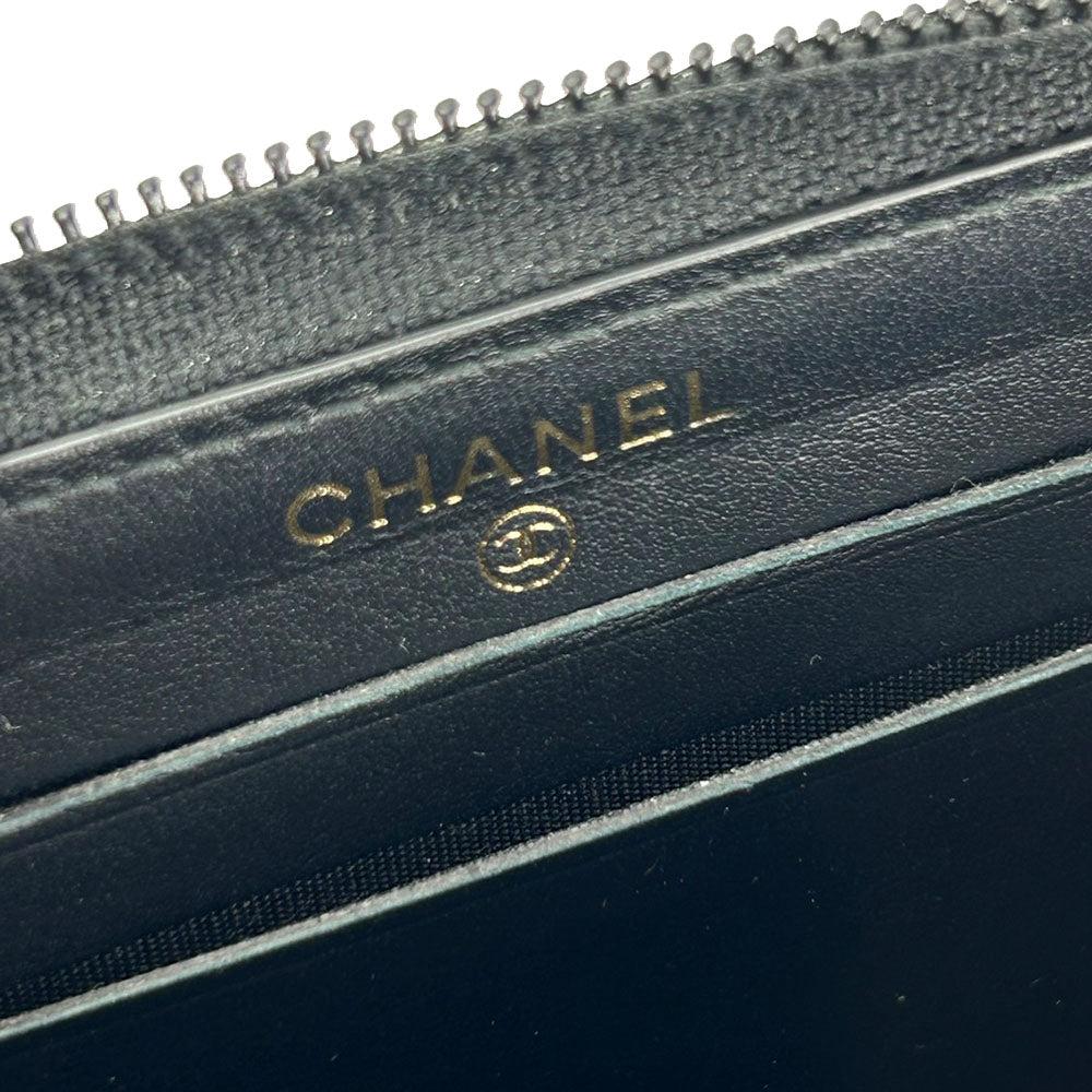 CHANEL Coin case Caviar skin black Boy chanel Women Used Authentic