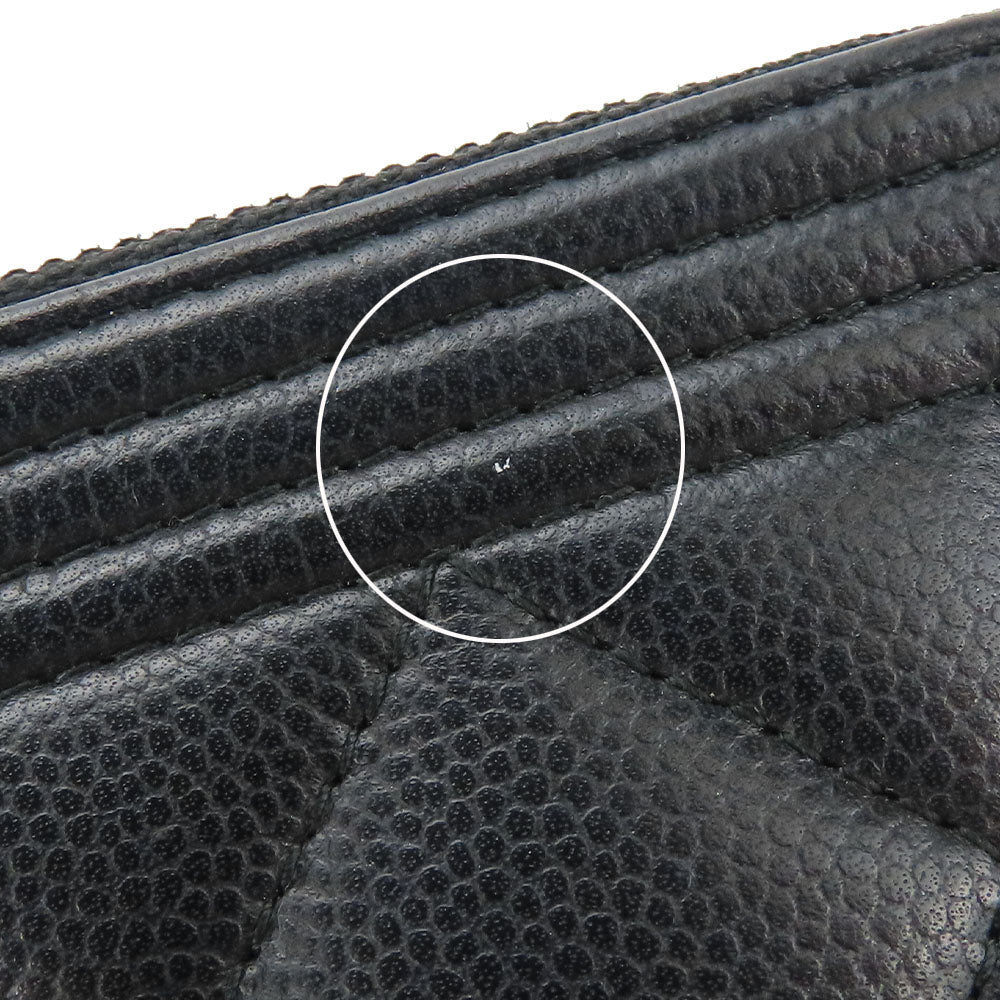 CHANEL Coin case Caviar skin black Boy chanel Women Used Authentic