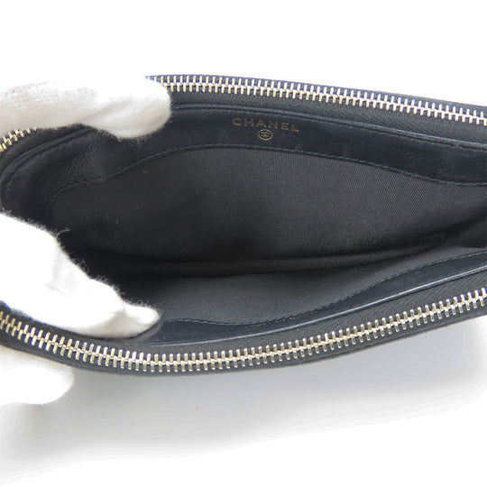 CHANEL Shoulder Bag lambskin black Chain wallet Women Used Authentic