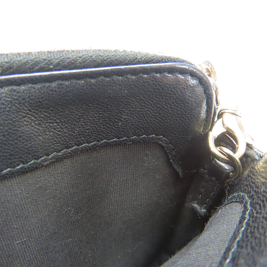 CHANEL Shoulder Bag lambskin black Chain wallet Women Used Authentic