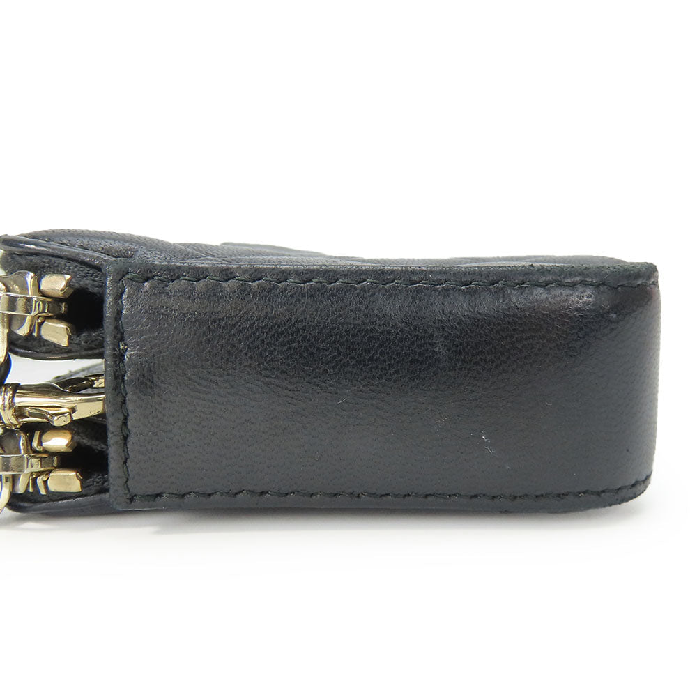 CHANEL Shoulder Bag lambskin black Chain wallet Women Used Authentic