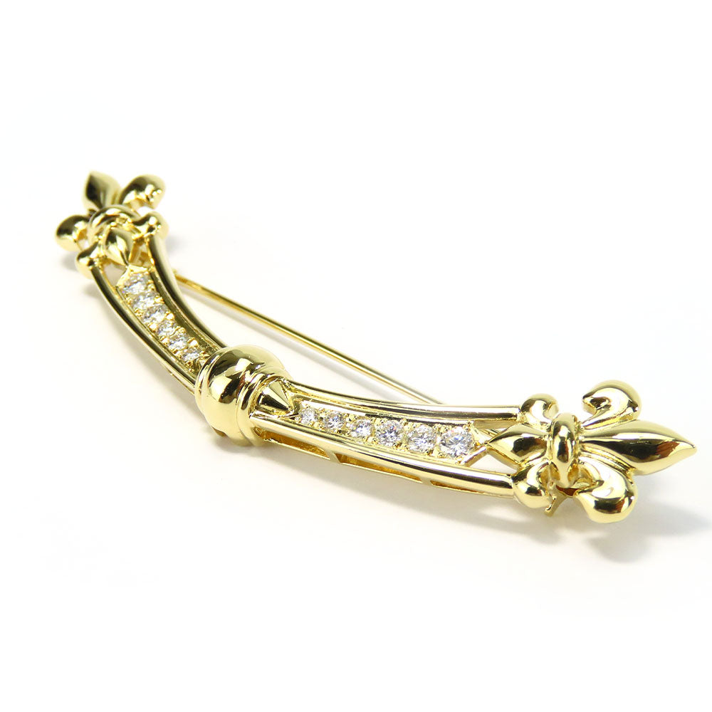 MIKIMOTO Brooch K18 Yellow Gold, Diamond Yellow Gold Women Used Authentic