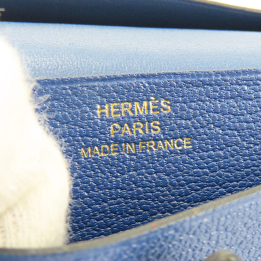 HERMES Card Case Shave blue Bean unisex(Unisex) Used Authentic