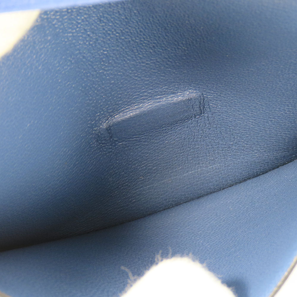 HERMES Card Case Shave blue Bean unisex(Unisex) Used Authentic