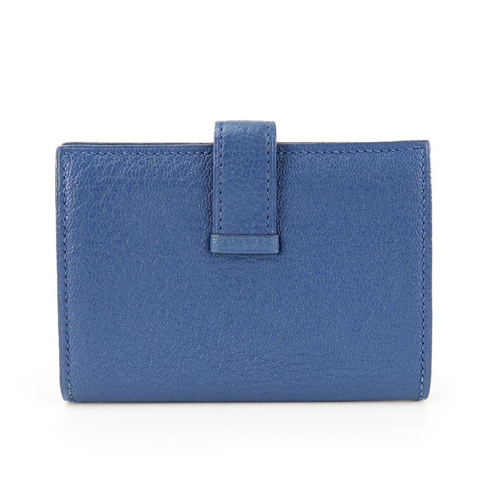 HERMES Card Case Shave blue Bean unisex(Unisex) Used Authentic
