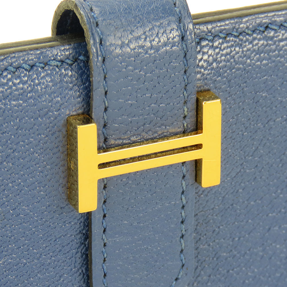 HERMES Card Case Shave blue Bean unisex(Unisex) Used Authentic