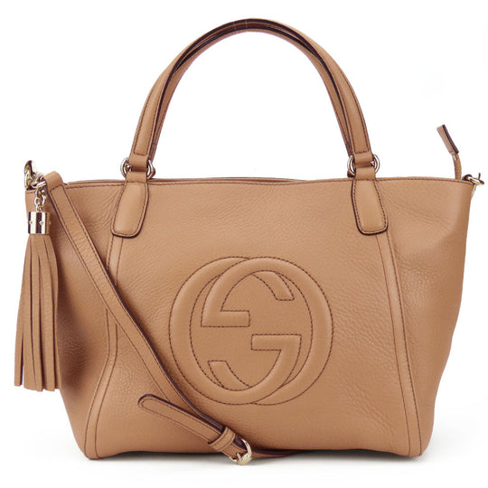 GUCCI Handbag 369176 leather beige Interlocking Soho Women Used Authentic