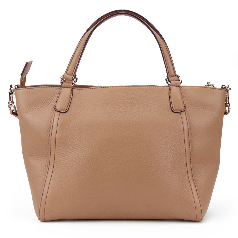 GUCCI Handbag 369176 leather beige Interlocking Soho Women Used Authentic