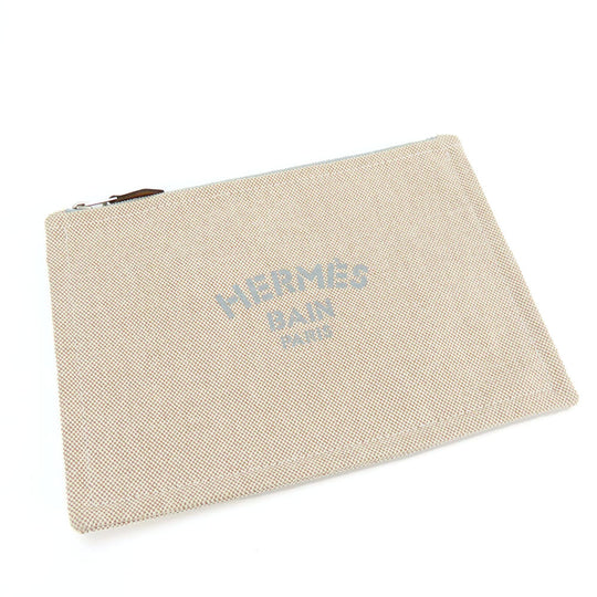 HERMES Pouch canvas Beige type New Yotting PM unisex(Unisex) Used Authentic