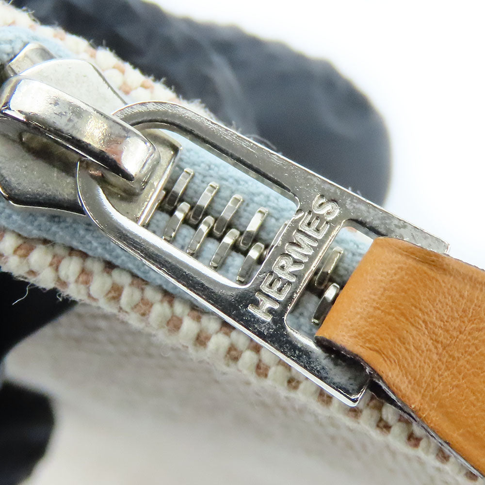 HERMES Pouch canvas Beige type New Yotting PM unisex(Unisex) Used Authentic