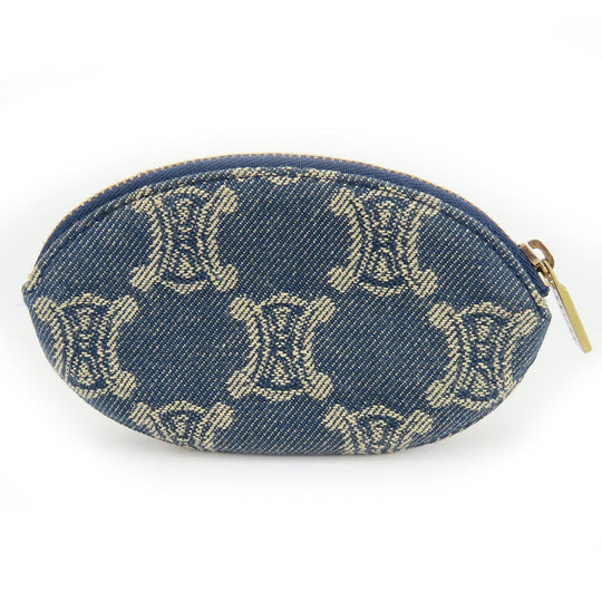 CELINE Coin case Denim, Leather blue Macadam Women Used Authentic
