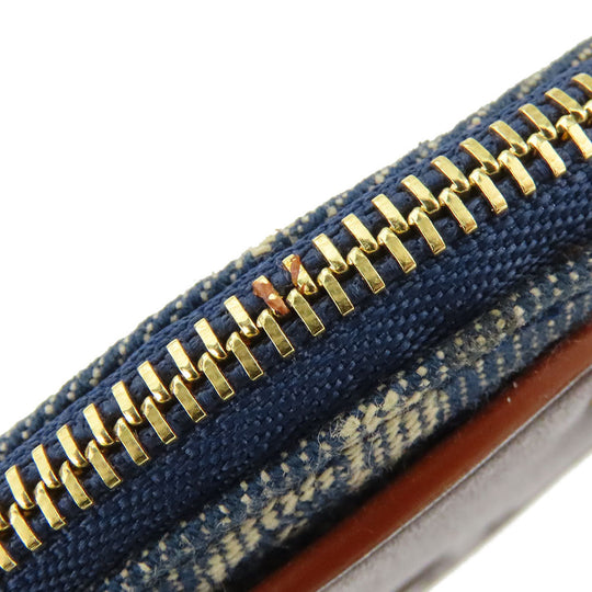 CELINE Coin case Denim, Leather blue Macadam Women Used Authentic