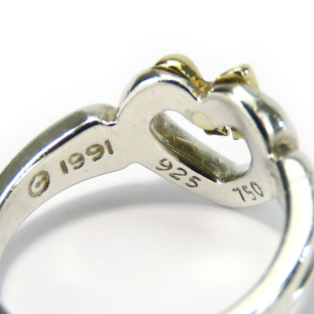 TIFFANY&Co. Ring Silver925, K18 Yellow Gold Silver Heart ribbon Women Used Authentic