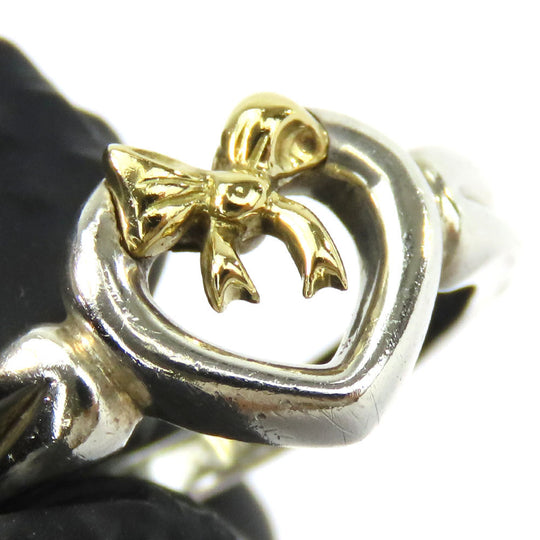 TIFFANY&Co. Ring Silver925, K18 Yellow Gold Silver Heart ribbon Women Used Authentic