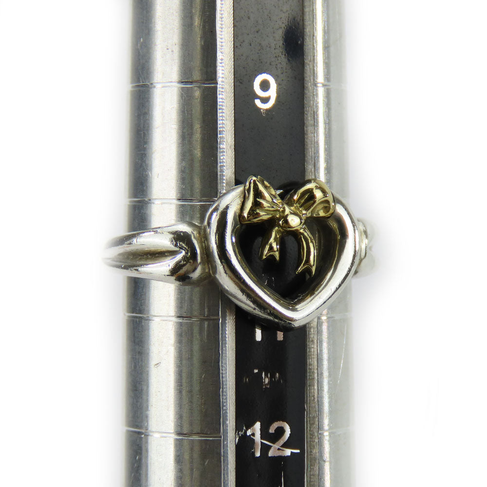 TIFFANY&Co. Ring Silver925, K18 Yellow Gold Silver Heart ribbon Women Used Authentic
