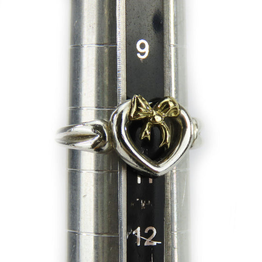 TIFFANY&Co. Ring Silver925, K18 Yellow Gold Silver Heart ribbon Women Used Authentic