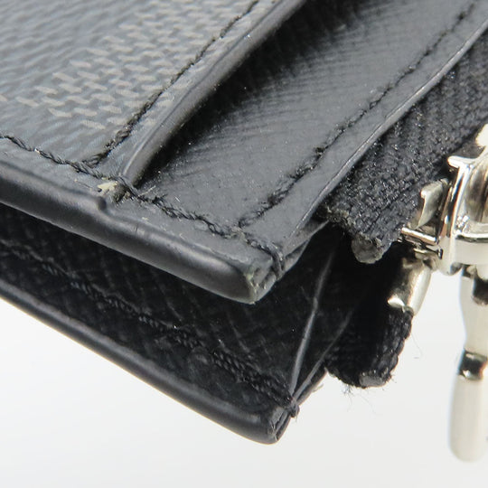 LOUIS VUITTON Card Case N64038 Damier Grafitte black Coin card holder mens Used Authentic
