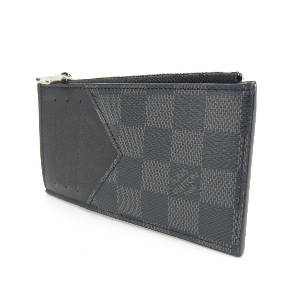 LOUIS VUITTON Card Case N64038 Damier Grafitte black Coin card holder mens Used Authentic
