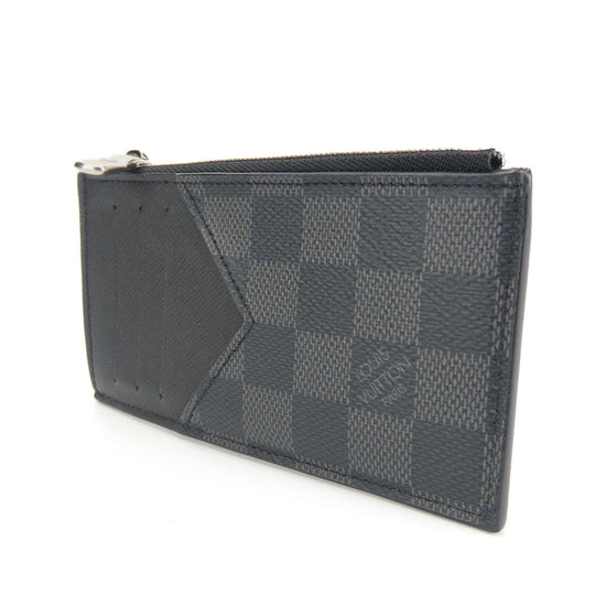 LOUIS VUITTON Card Case N64038 Damier Grafitte black Coin card holder mens Used Authentic