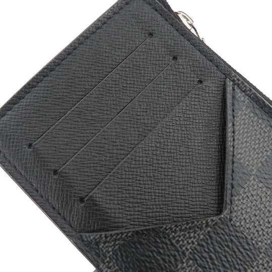 LOUIS VUITTON Card Case N64038 Damier Grafitte black Coin card holder mens Used Authentic