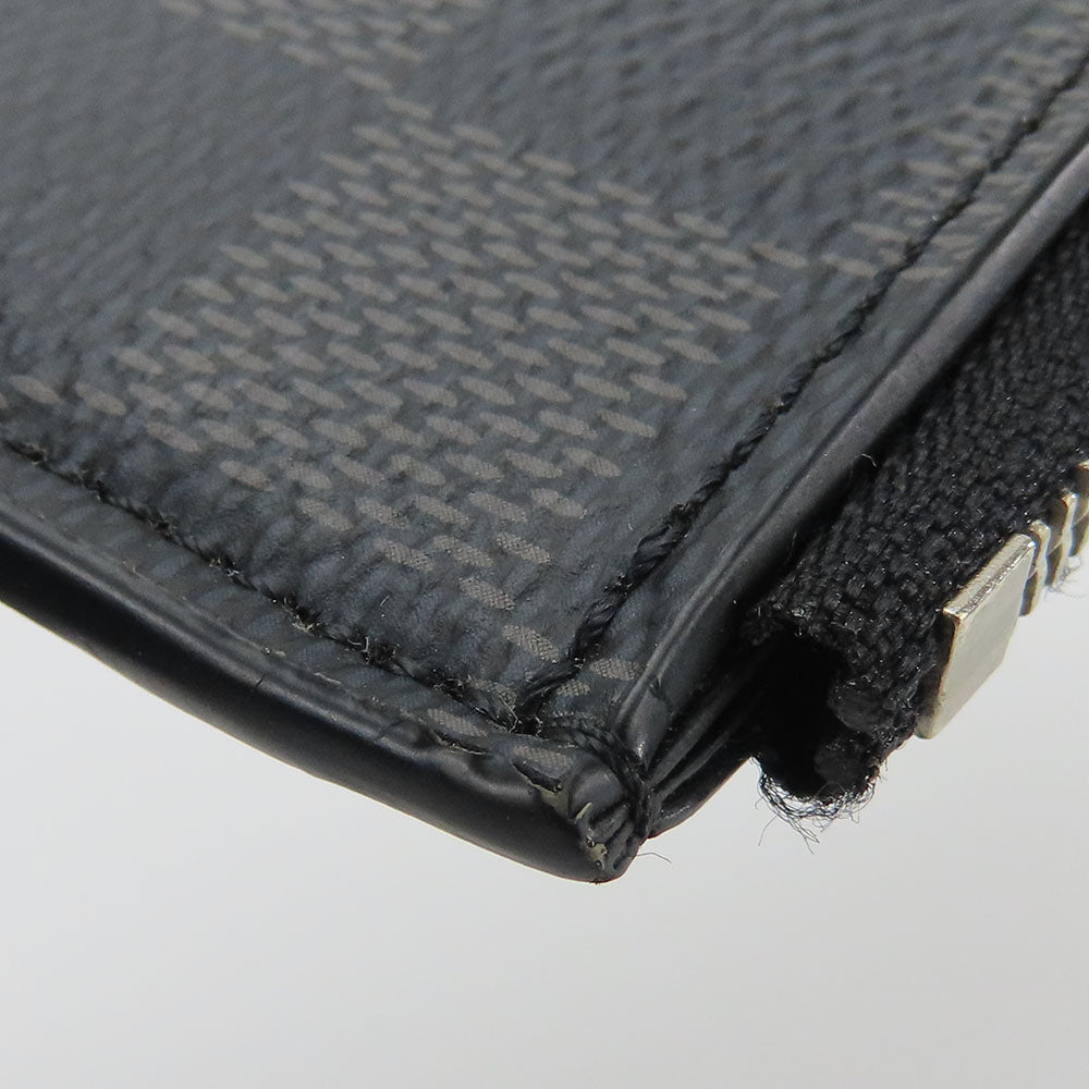 LOUIS VUITTON Card Case N64038 Damier Grafitte black Coin card holder mens Used Authentic