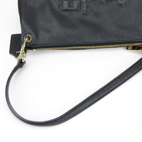 COACH Shoulder Bag 33521 leather black Charlie Embossed Horse and Carriage Women Used Authentic