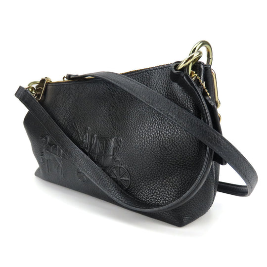 COACH Shoulder Bag 33521 leather black Charlie Embossed Horse and Carriage Women Used Authentic