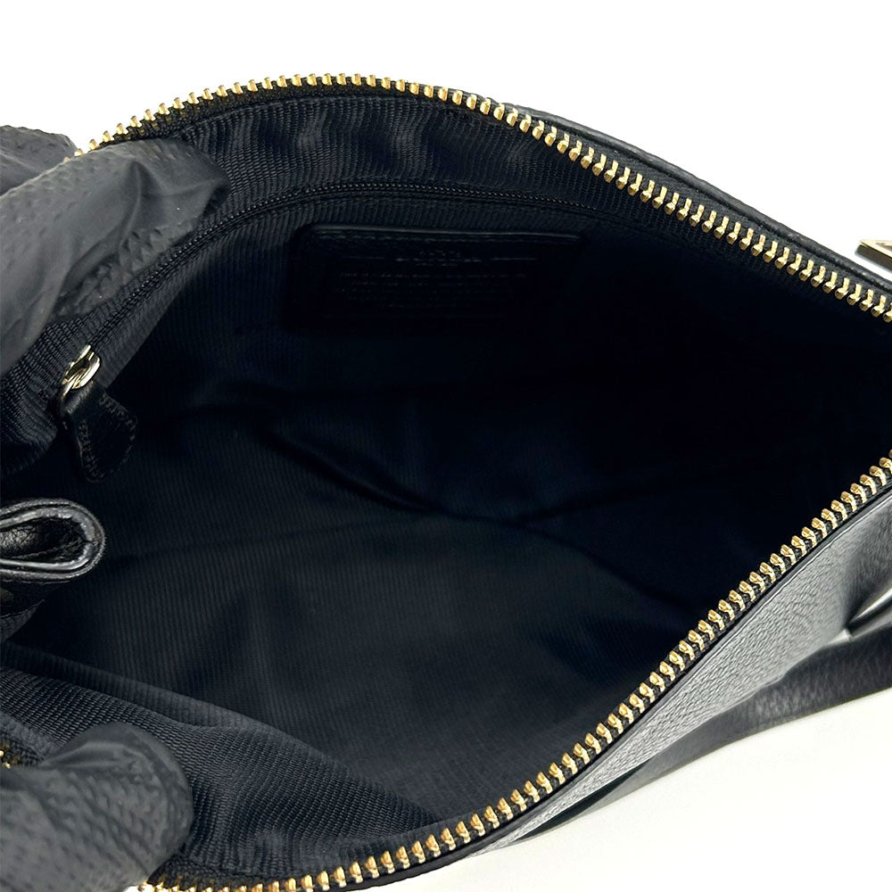 COACH Shoulder Bag 33521 leather black Charlie Embossed Horse and Carriage Women Used Authentic