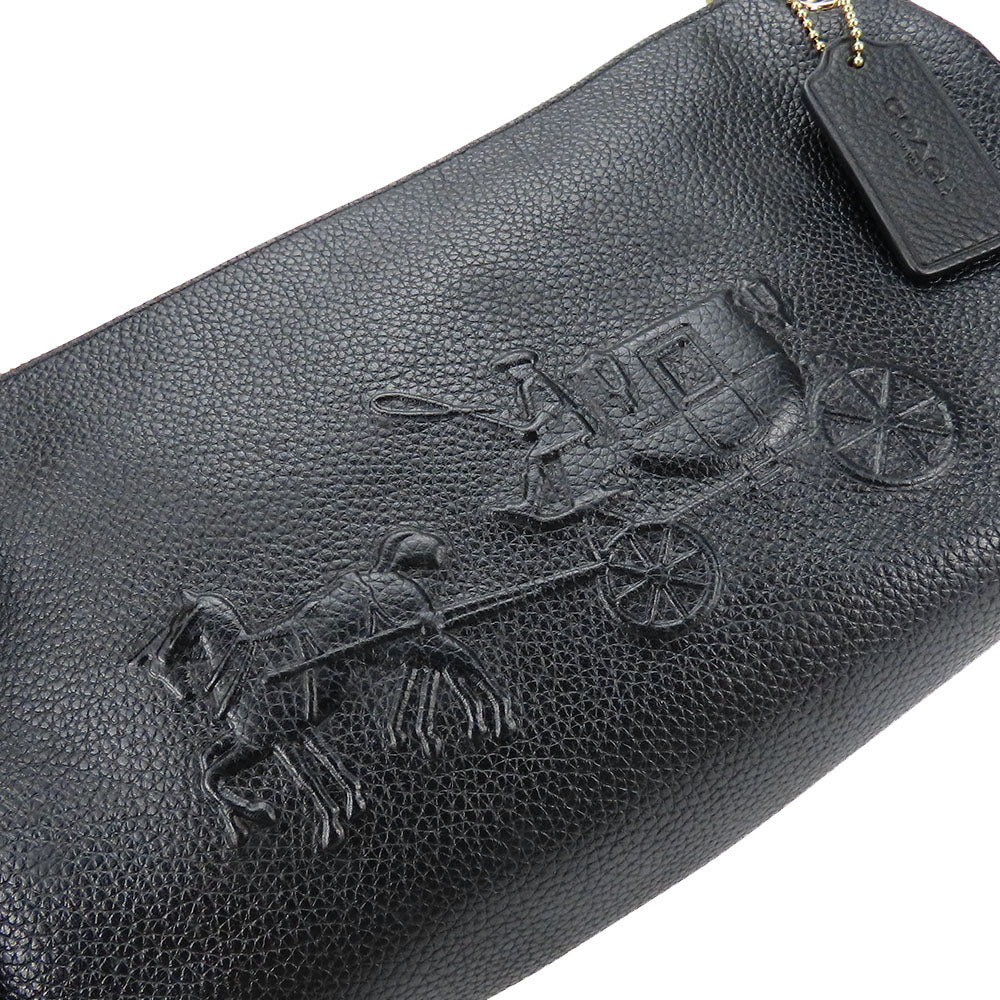 COACH Shoulder Bag 33521 leather black Charlie Embossed Horse and Carriage Women Used Authentic