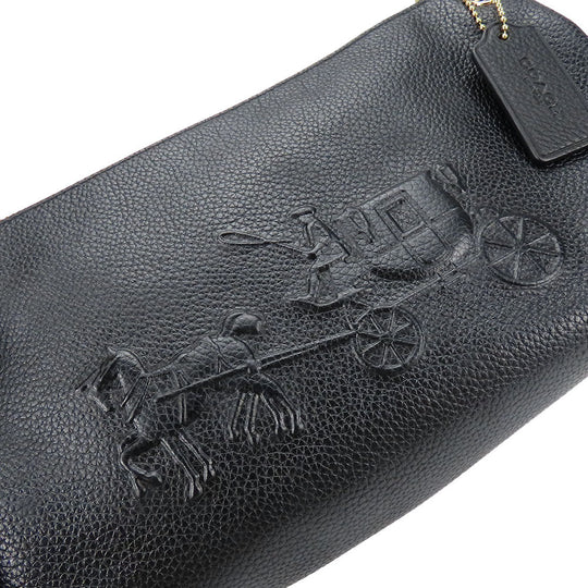 COACH Shoulder Bag 33521 leather black Charlie Embossed Horse and Carriage Women Used Authentic