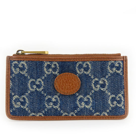 GUCCI Coin case 697717 GG denim Navy Women Used Authentic