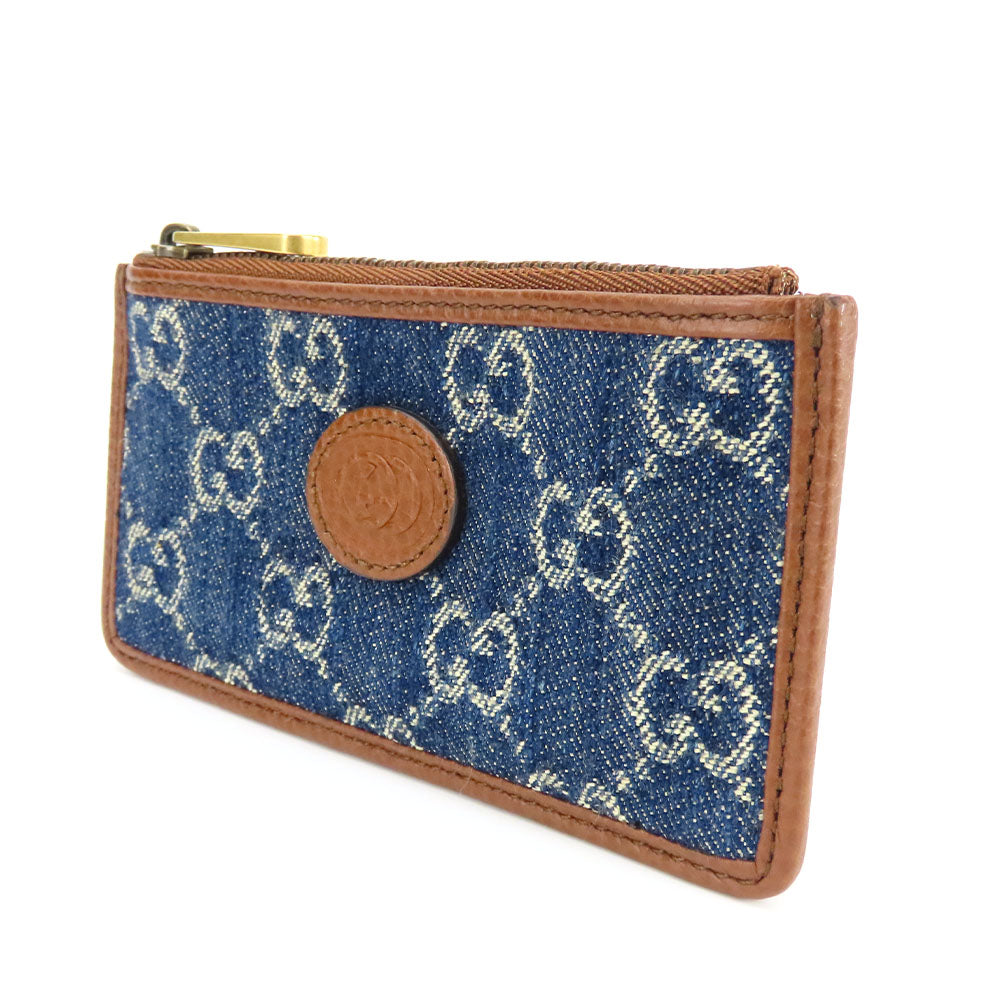 GUCCI Coin case 697717 GG denim Navy Women Used Authentic