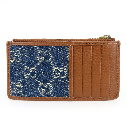 GUCCI Coin case 697717 GG denim Navy Women Used Authentic